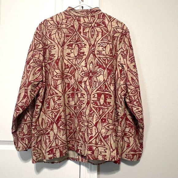 COLDWATER CREEK | Women’s 2XL Embroidered Red Tan Floral Jacket Blazer - Picture 5 of 8